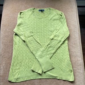 Women’s M (10-12) chartreuse cable knit sweater